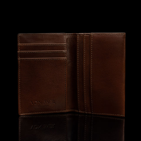 von baer element luxurious small leather card case brown with rfid protection