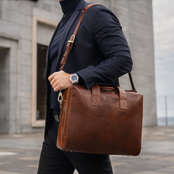 men's casual leather business travel shoulder bag MOSISO Messenger for Men Women, 15.6 inch Vintage PU Laptop Briefcase Satchel Bag, 15-16 inch Computer Bag Handbag for Polycotton Material Luxury Leather Messenger Bags for