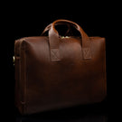 von baer essential high quality modern italian leather briefcase solid brown for men half side view