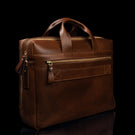 von baer essential modern italian leather briefcase for men solid brown half side back view
