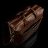 von baer essential modern italian leather briefcase for men solid brown upper view of the zipped pocket in the back