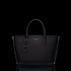 Von Baer Estelle black leather tote bag for women, shown from the front with structured top handles, pebbled leather texture, leather clochette and gold-tone logo.