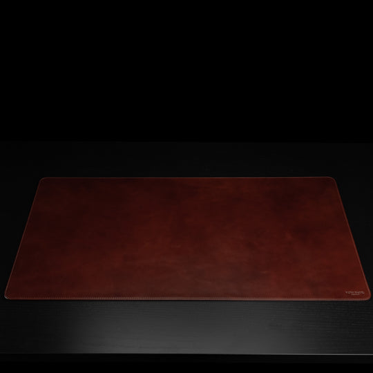 Von Baer Executive large luxury full-grain leather desk mat in high-quality brown, featuring a front view.