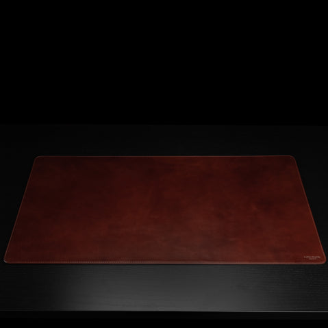 Von Baer Executive large luxury full-grain leather desk mat in high-quality brown, featuring a front view.