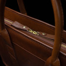 Von Baer Exquisite luxury full-grain leather laptop briefcase for men in brown, featuring Japanese YKK zippers.