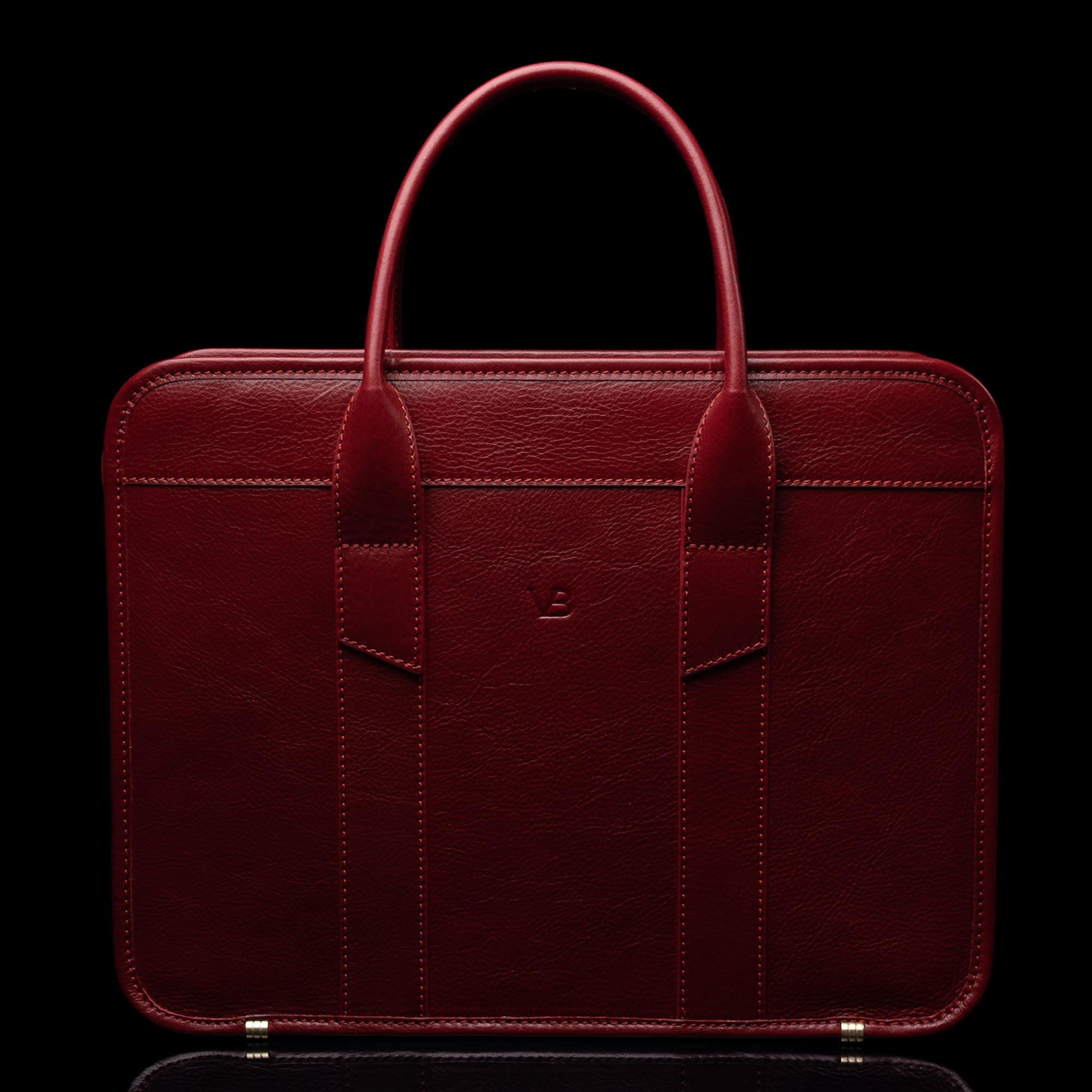 バーガンディ レザー ビジネスバッグ Slim Leather Laptop Bag for Men with 14 inch Laptop