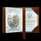 Von Baer full grain leather passport cover holder, inside view with passport inserted
