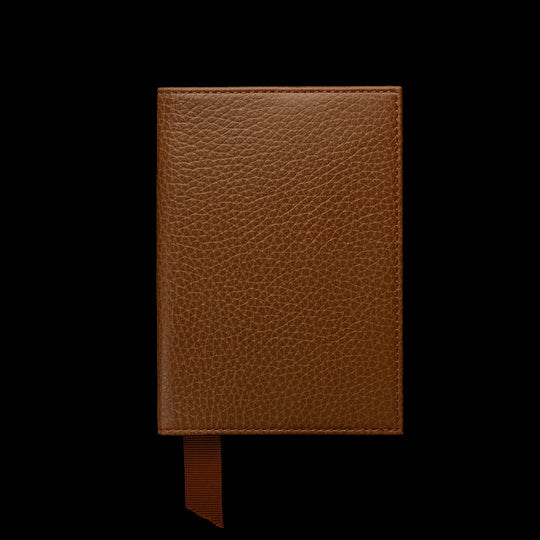 Von Baer full grain leather passport cover holder, cognac tan, rear view