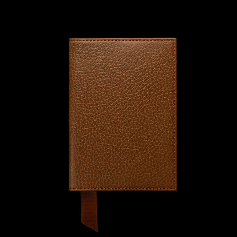 Von Baer full grain leather passport cover holder, cognac tan, rear view