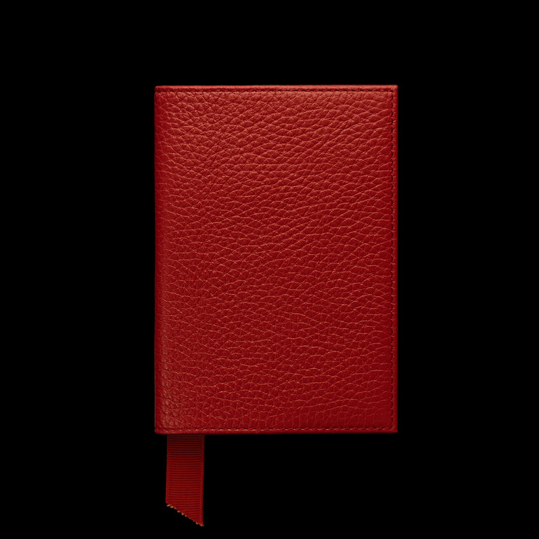 Von Baer full grain leather passport cover holder, deep red, back view
