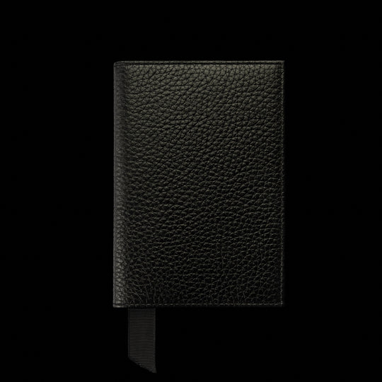 Von Baer full grain leather passport cover holder, elegant black, back view