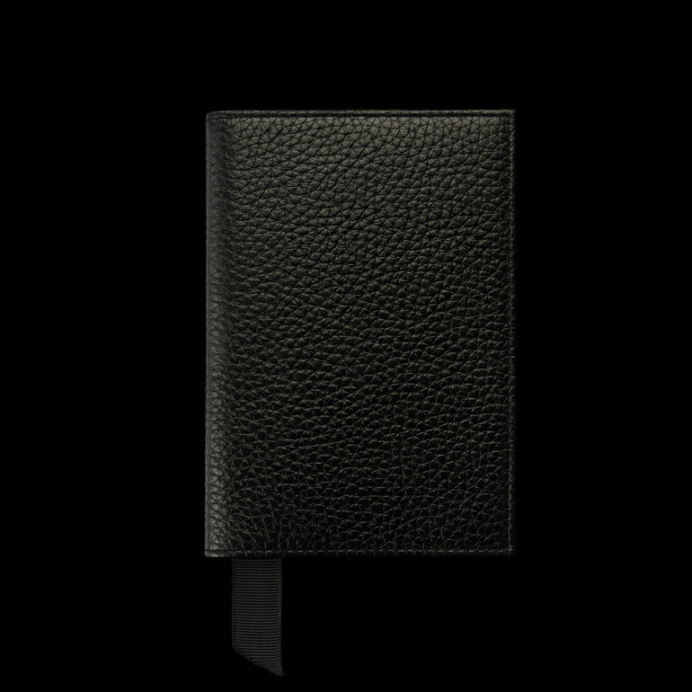 Von Baer full grain leather passport cover holder, elegant black, back view