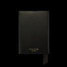 Von Baer full grain leather passport cover holder in elegant black, front view