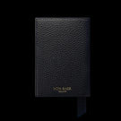 Von Baer full grain leather passport cover holder, navy blue, front view