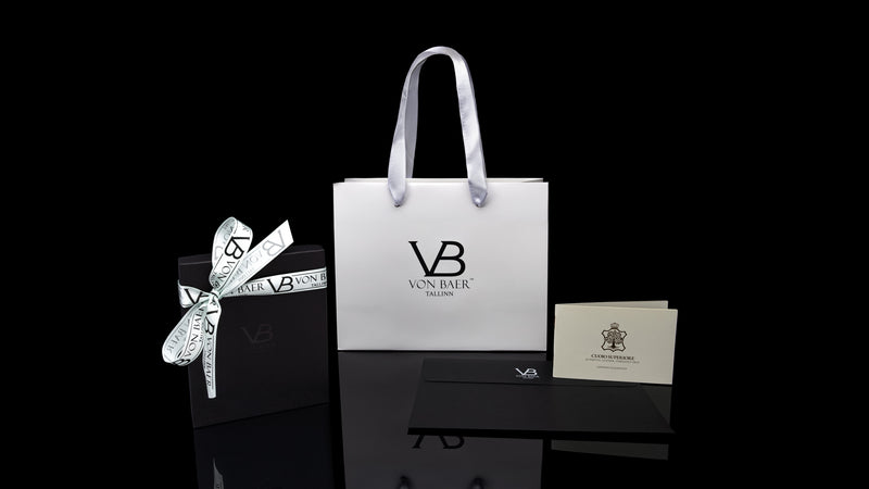 Von Baer gift packaging for leather wallets for men with Cuoio Superiore certificate, elegantly presented in a premium box.