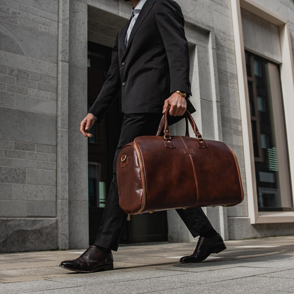 Brown leather overnight bag mens hotsell