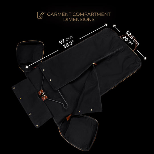 Von Baer Grand large luxury leather garment bag for travel with suit compartment and dimensions