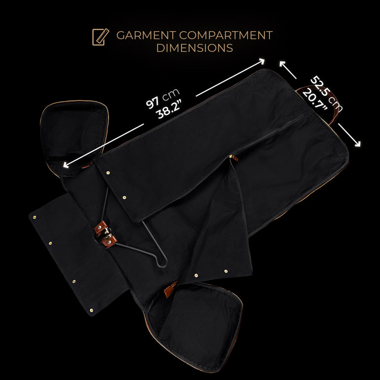 Von Baer Grand large luxury leather garment bag for travel with suit compartment and dimensions