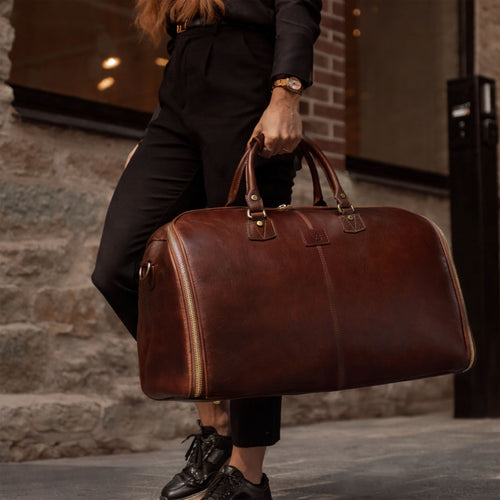 Women's Luxury Leather Garment Duffle Bag