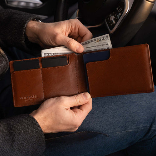 Men's Full Grain Italian Leather Passport Travel Wallet with RFID Protection