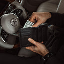 von baer heritage premium mens leather trifold wallet black lifestyle 2