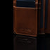 von baer heritage premium mens leather trifold wallet brown logo close up
