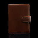 von baer heritage premium mens leather trifold wallet dark brown front view
