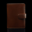von baer heritage premium mens leather trifold wallet dark brown front view
