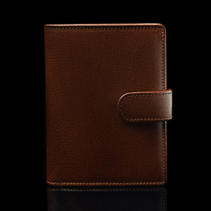von baer heritage premium mens leather trifold wallet dark brown front view