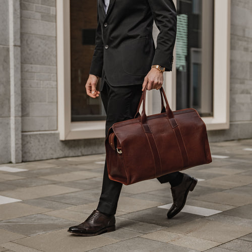 Men's Full-Grain Luxury Leather Weekender Bag Von Baer
