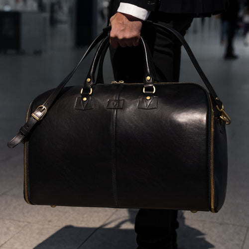 Grand Leather Garment Bag: Men's 2-in-1 Luxury Duffle Weekender