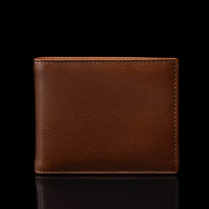 von baer leather money clip small wallet solid brown front view with rfid protection