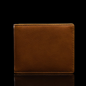 von baer leather money clip small wallet tan front view with rfid protection