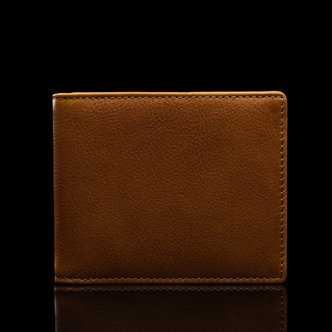 von baer leather money clip small wallet tan front view with rfid protection