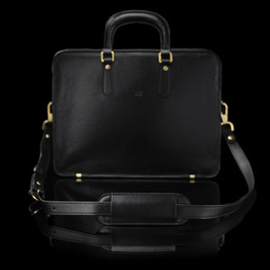 Von Baer black leather shoulder bag strap on leather bag