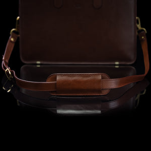Von Baer brown leather shoulder bag strap on leather bag