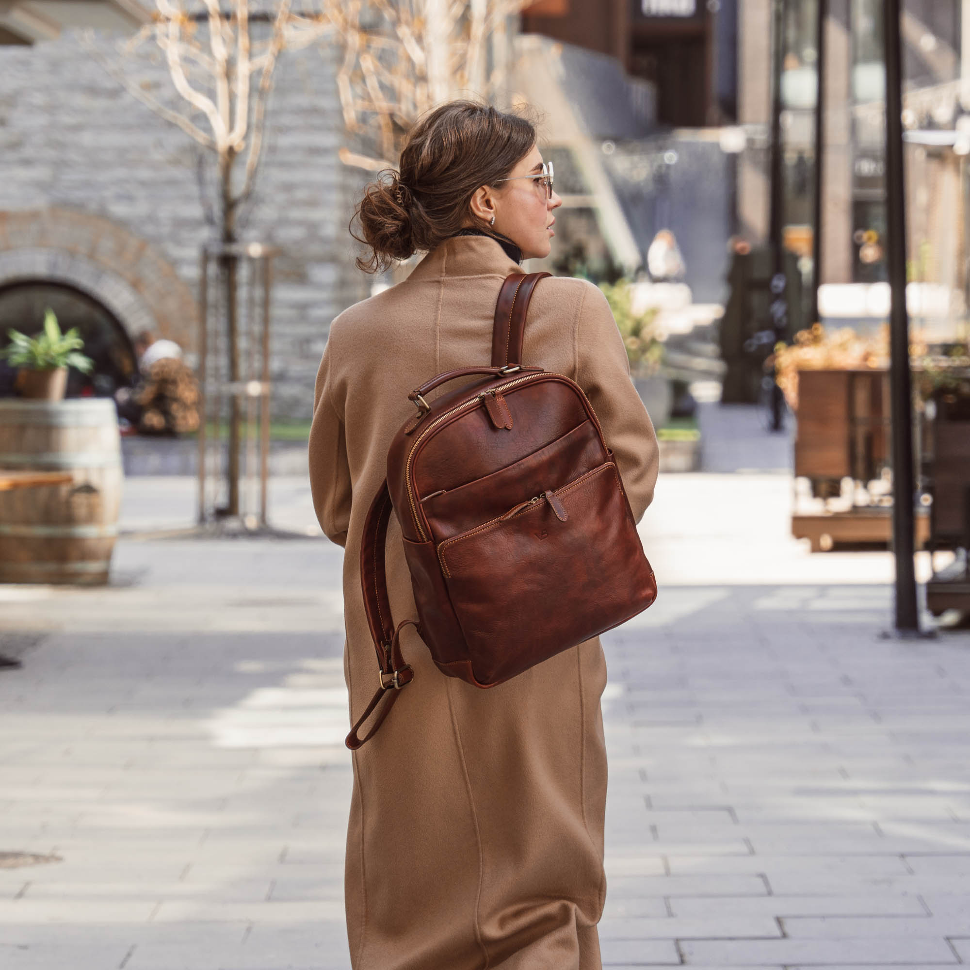 Ladies brown backpack Clearance