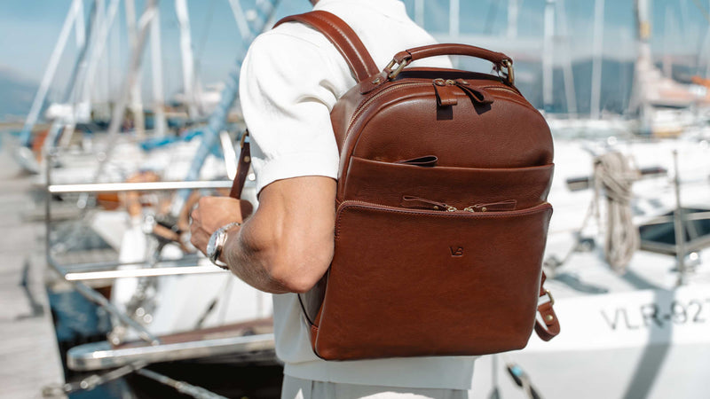 Italian Full Grain Leather Backpack for Men