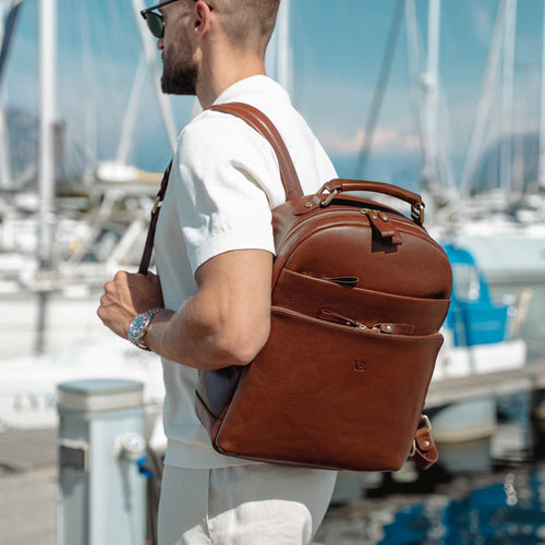 Italian Full Grain Leather Backpack for Men