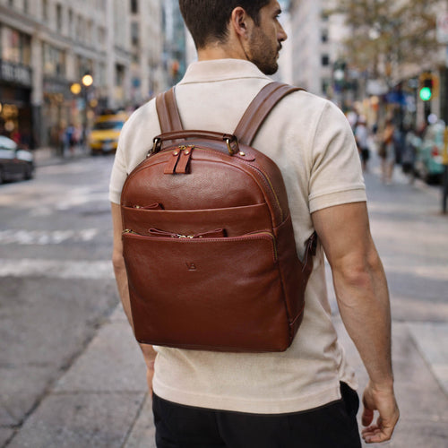 Italian Full Grain Leather Backpack for Men