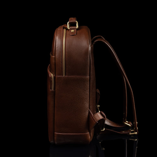 dark brown leather backpack Women's Italian Leather Backpack for Work or Travel with 14 inch Laptop Compartment