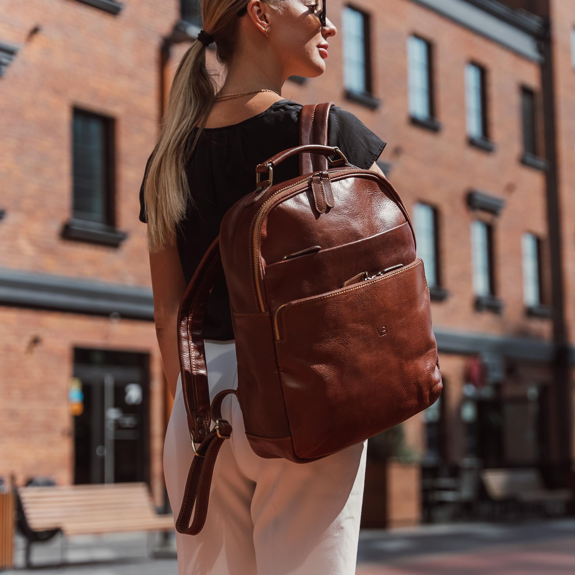 Full grain leather backpack womens Clearance