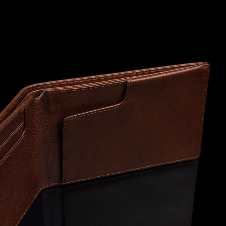 von baer luxurious leather passport holder close up of the passport compartment