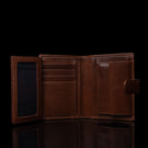 von baer luxury heritage premium mens leather trifold wallet brown inside look