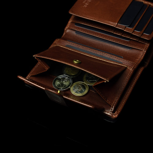 trifold wallet mens wallet with coin zip