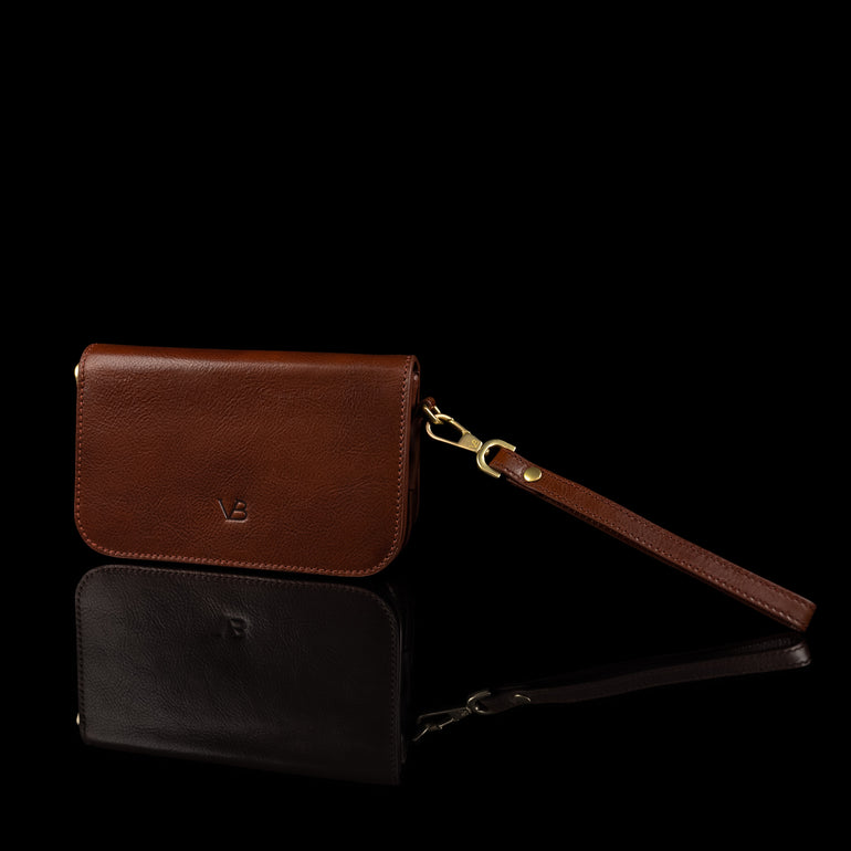 Von Baer luxury Isabella mini leather crossbody bag/wristlet purse.