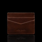 von baer minimalist best quality mens slim leather card holder brown with rfid protection front view