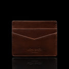 von baer minimalist best quality womens slim leather card holder brown with rfid protection front view