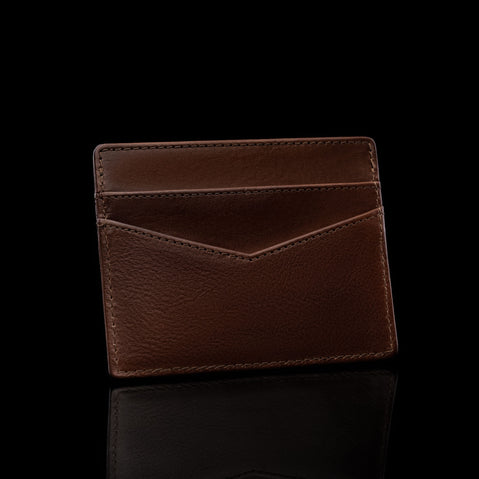 von baer minimalist high quality mens slim leather card holder brown back view