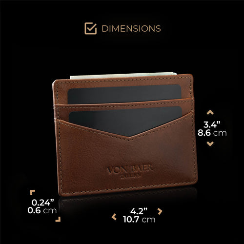 Minimalist Full Grain Leather Card Holder with RFID Protection - Von Baer Minimalist Full Grain Leather Card Holder with RFID Protection - Von Baer